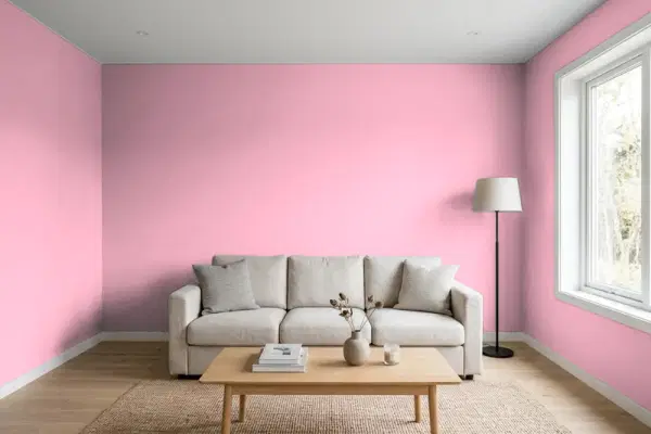 Living room with walls painted Behr Kawaii T11-14 (simulated)
