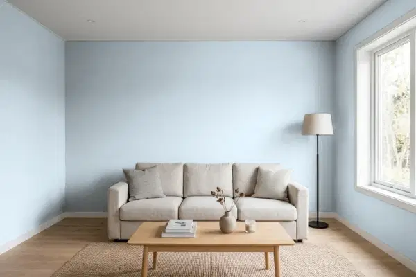 Living room with walls painted PPG Paints Keepsakes 1040-2 (simulated)