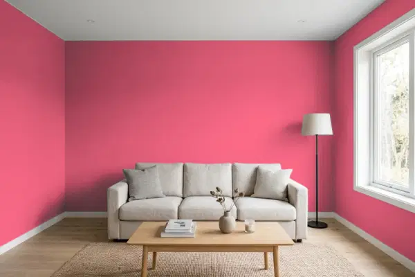 Living room with walls painted PPG Paints Kenny's Kiss 1184-6 (simulated)