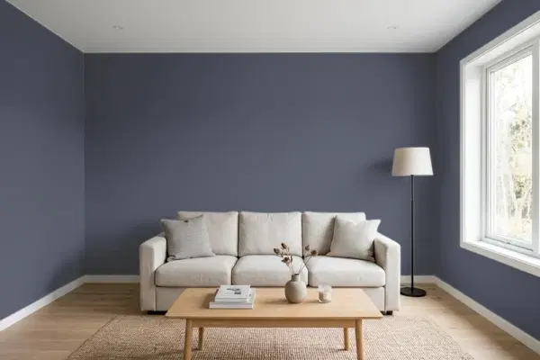 Living room with walls painted Behr Knighthood S550-7 (simulated)