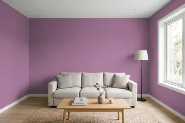 Living room with walls painted Behr Lantana 680D-6 (simulated)