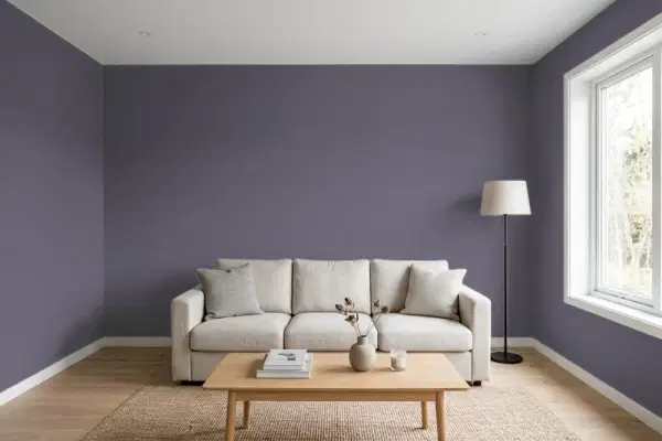 Living room with walls painted Behr Legacy UL250-22 (simulated)
