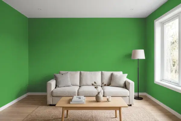 Living room with walls painted Behr Level Up T12-9 (simulated)