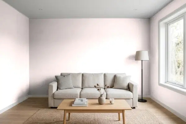 Living room with walls painted Behr Light Chiffon 120A-1 (simulated)