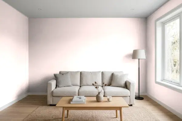 Living room with walls painted Benjamin Moore Light Quartz 2011-70 (simulated)