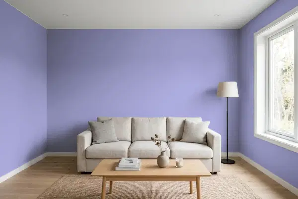 Living room with walls painted Behr Lily Of The Nile PPU16-05 (simulated)
