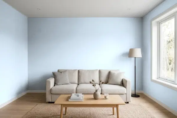 Living room with walls painted Behr Lively Tune 580C-2 (simulated)