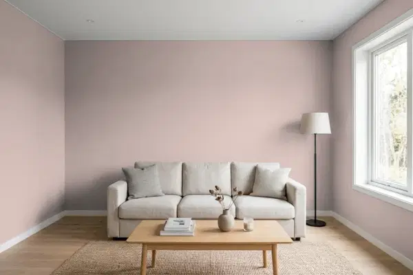 Living room with walls painted Benjamin Moore Lost Locket CSP-410 (simulated)