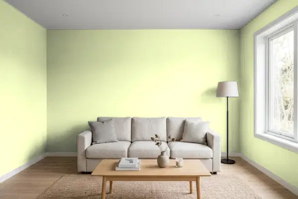 Living room with walls painted PPG Paints Lots Of Bubbles 1220-3 (simulated)