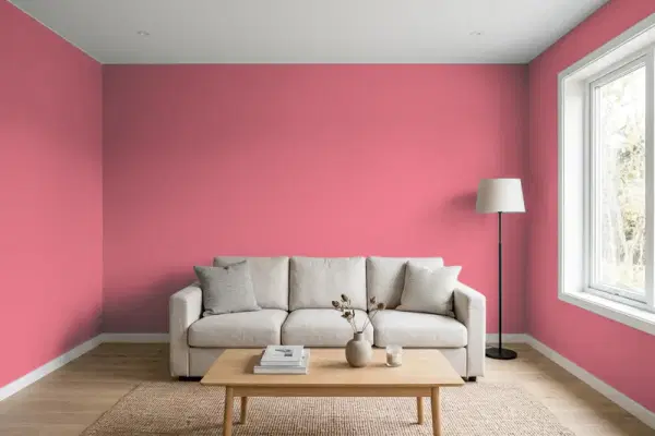 Living room with walls painted Behr Lovebirds P140-5 (simulated)