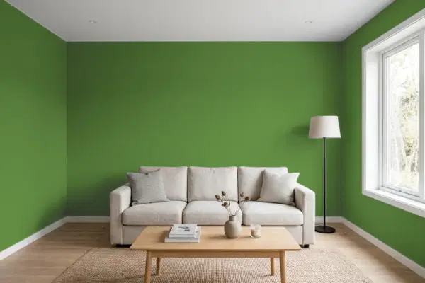 Living room with walls painted Behr Luck Of The Irish P380-7 (simulated)