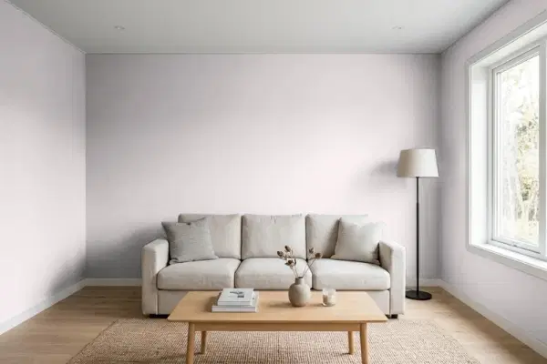 Living room with walls painted Valspar Magic Mist 1003-10B (simulated)