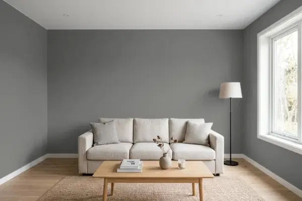 Living room with walls painted Behr Magnet MQ2-61 (simulated)