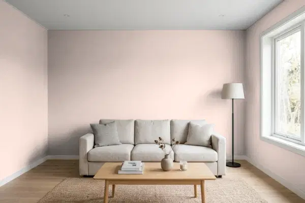 Living room with walls painted Behr Malted N160-2 (simulated)