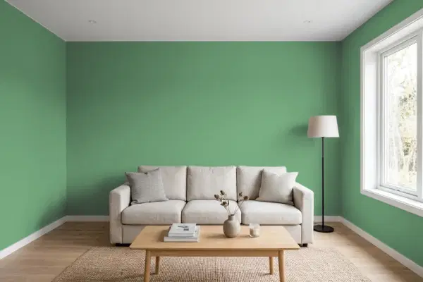 Living room with walls painted Behr Manchester 460D-6 (simulated)