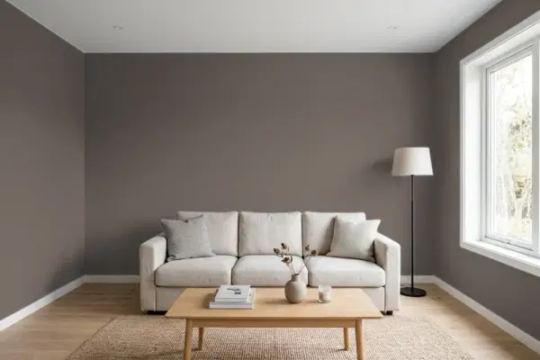 Living room with walls painted Sherwin-Williams Manor House SW 7505 (simulated)
