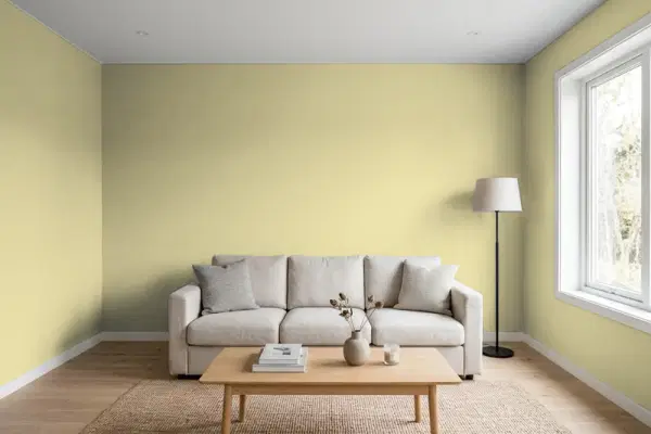 Living room with walls painted Valspar Marsh Green 6006-5C (simulated)