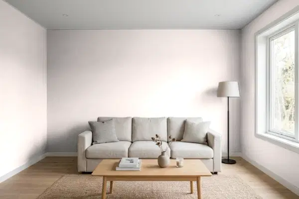 Living room with walls painted Behr Memories 720A-2 (simulated)