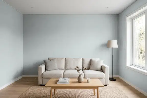 Living room with walls painted Behr Meteor Shower N450-3 (simulated)