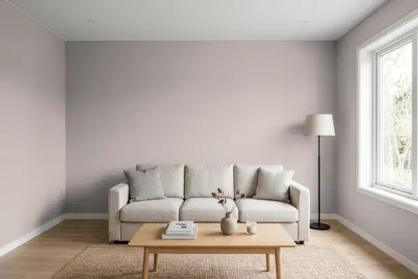 Living room with walls painted Behr Metropolis N140-3 (simulated)