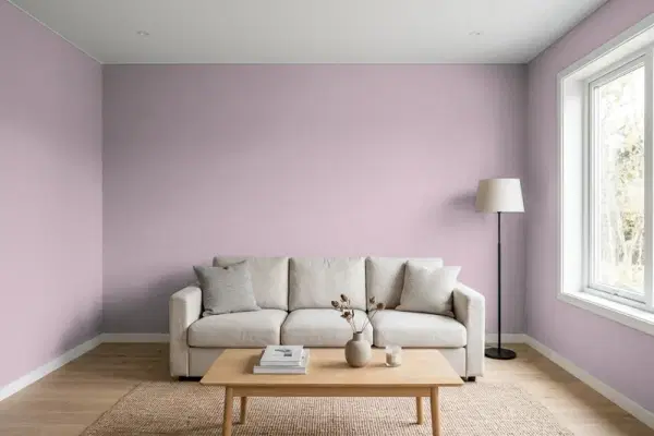 Living room with walls painted Behr Midsummer Dream 690F-4 (simulated)