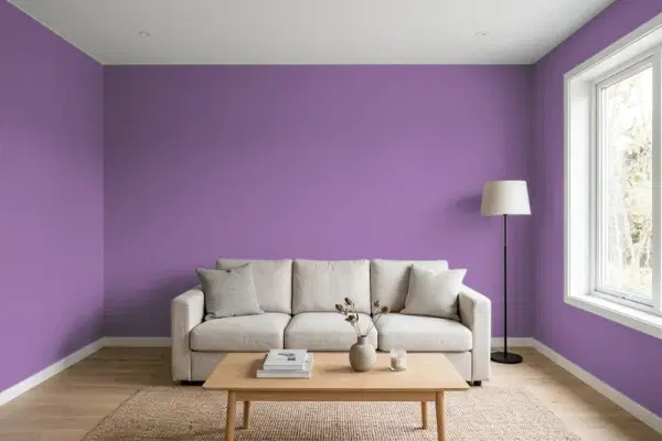 Living room with walls painted PPG Paints Mirabella 1176-6 (simulated)