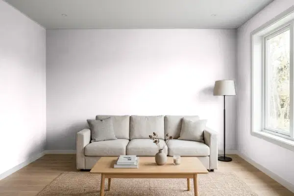 Living room with walls painted PPG Paints Misty Morn 1179-1 (simulated)