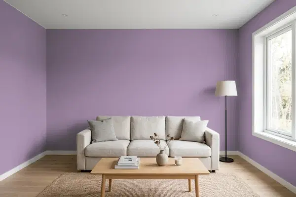 Living room with walls painted Behr Mixed Berries 670D-6 (simulated)