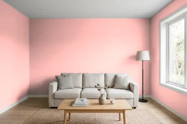 Living room with walls painted Benjamin Moore Mixed Fruit 2011-50 (simulated)