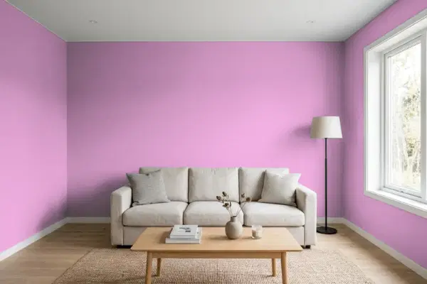Living room with walls painted PPG Paints Moorland Heather 1251-5 (simulated)