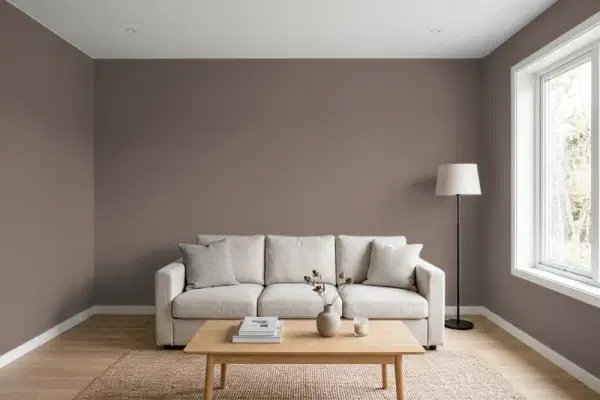 Living room with walls painted Behr Mountain Ridge 780B-6 (simulated)