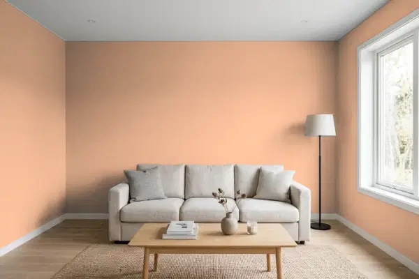 Living room with walls painted Behr Nairobi Dusk PPU3-10 (simulated)