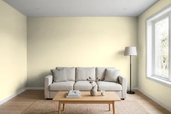 Living room with walls painted PPG Paints Namaste 1026-1 (simulated)