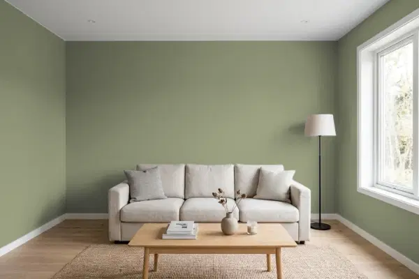 Living room with walls painted Valspar Native Henna 6001-4B (simulated)