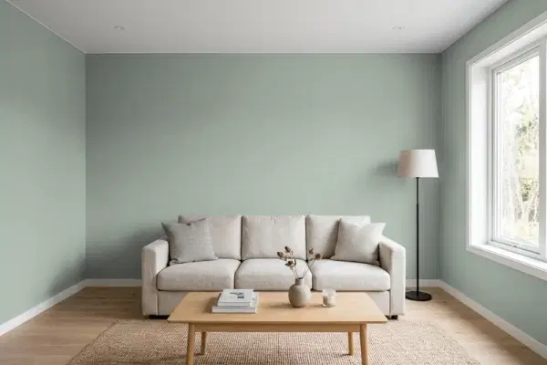 Living room with walls painted Behr Nature's Gift N410-4 (simulated)