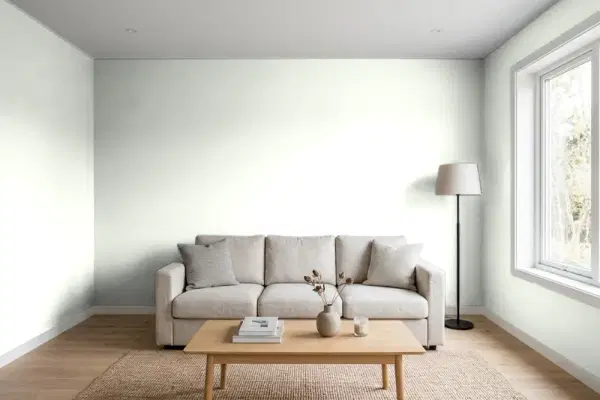 Living room with walls painted Valspar New Monsoon 7005-21 (simulated)