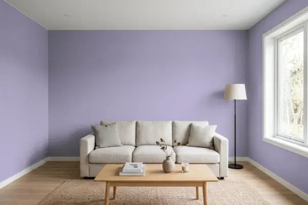 Living room with walls painted Behr Night Music S570-4 (simulated)
