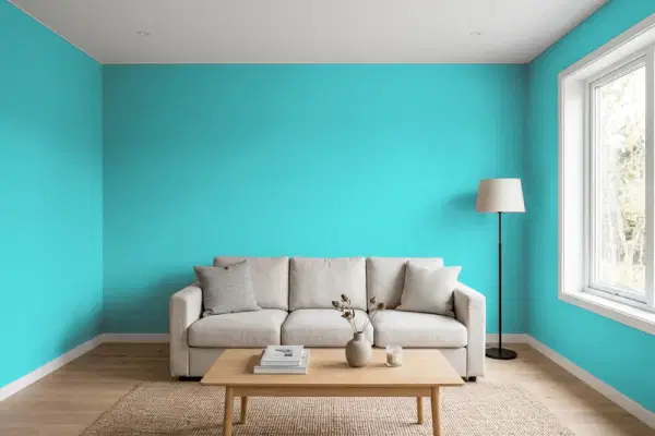 Living room with walls painted Behr North Wind HDC-WR14-6 (simulated)