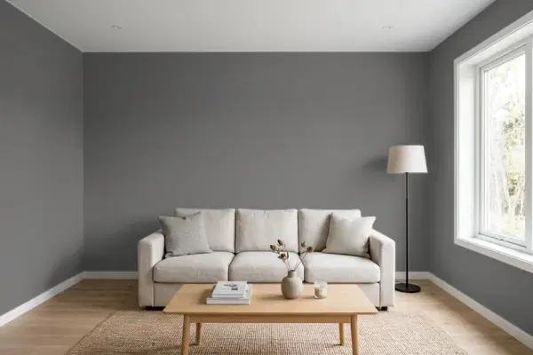 Living room with walls painted Behr Not So Innocent T11-5 (simulated)