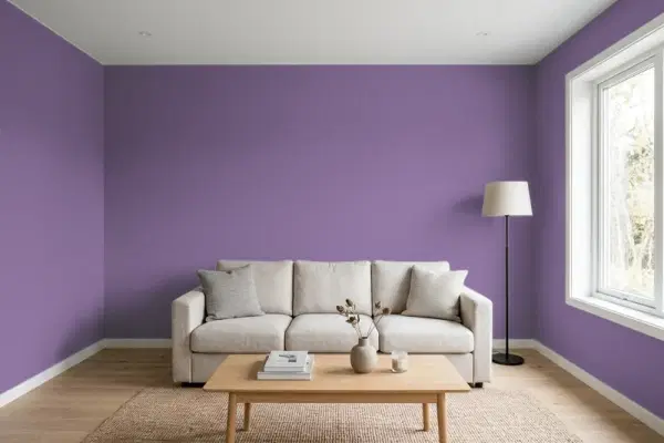 Living room with walls painted Behr Notorious M570-6 (simulated)