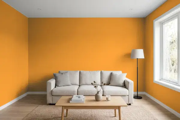 Living room with walls painted Behr Opulent S-H-300 (simulated)