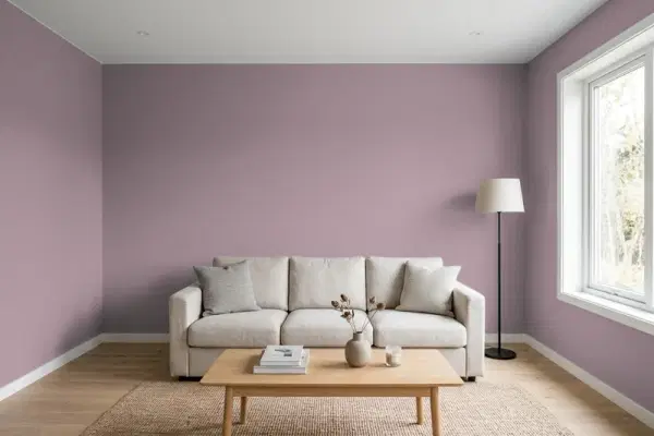 Living room with walls painted Behr Orchard Plum HDC-CL-05 (simulated)