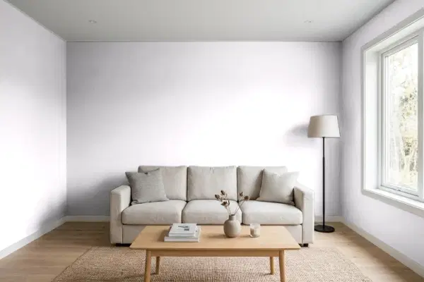 Living room with walls painted PPG Paints Orchid Petal 1177-1 (simulated)