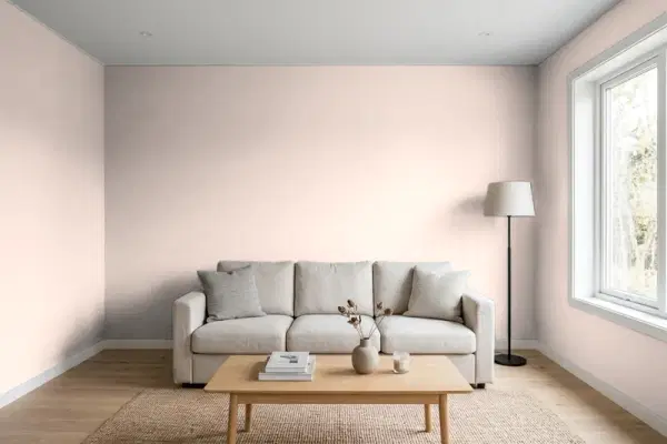Living room with walls painted PPG Paints Pale Taupe 1073-3 (simulated)