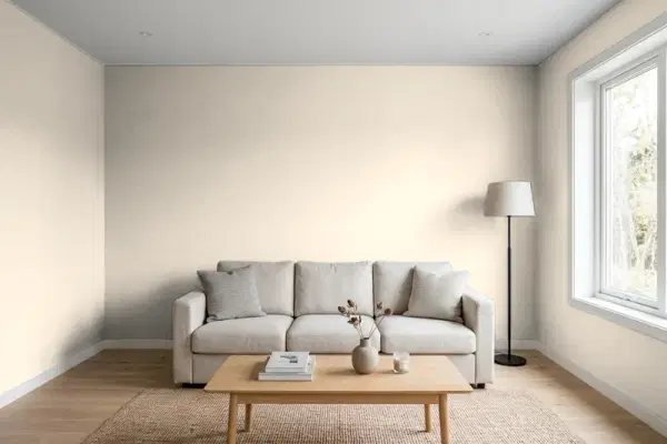 Living room with walls painted Behr Parisian Taupe PWN-42 (simulated)
