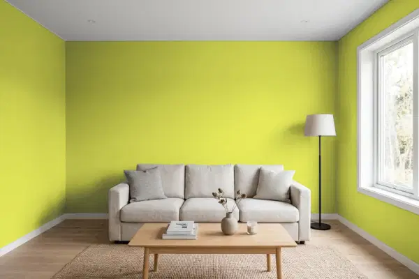 Living room with walls painted Valspar Parsley Sprig 6008-8B (simulated)