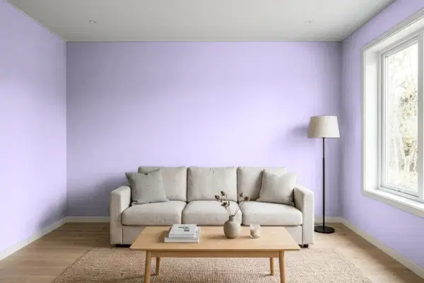 Living room with walls painted Behr Party Hat P560-3 (simulated)