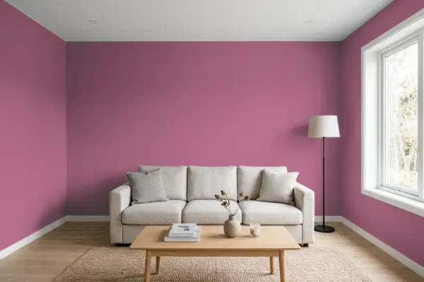 Living room with walls painted Behr Passion Plum HDC-WR15-2 (simulated)