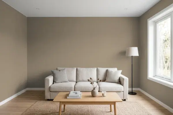 Living room with walls painted PPG Paints Patches 1024-6 (simulated)