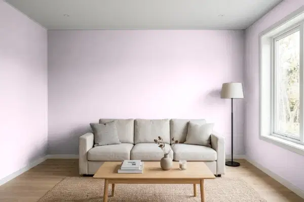Living room with walls painted Benjamin Moore Peace and Happiness 1380 (simulated)